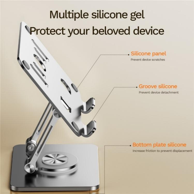 J58 Dual Rod Support Alloy Steel Foldable Rotating Tablet Holder, J58