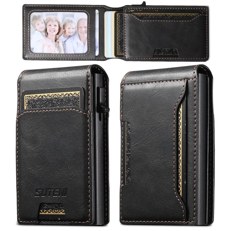 Suteni Oil Waxy Keys Automatically Pop Up Card Wallet Case