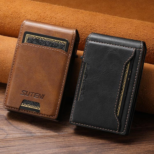 Suteni Oil Waxy Keys Automatically Pop Up Card Wallet Case