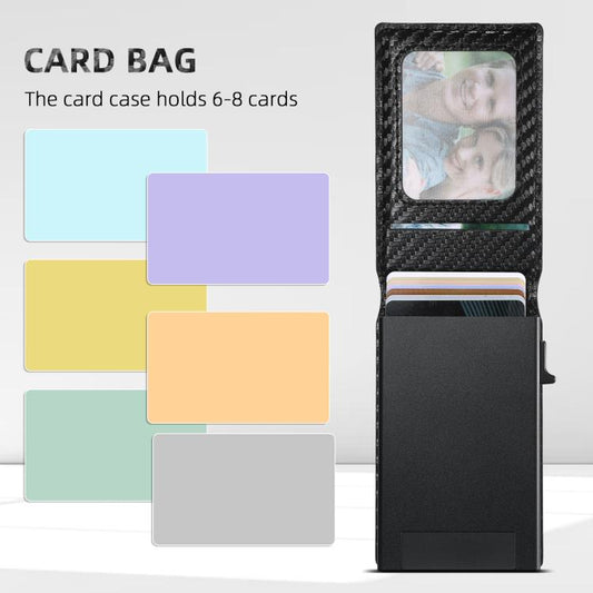 Suteni Carbon Fiber Magnetic Key Press Automatically Pop Up Card Box