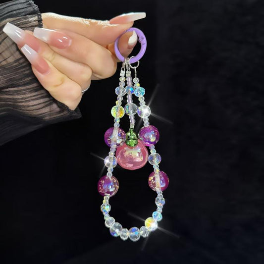 Large Peach Foil Bead Phone Chain