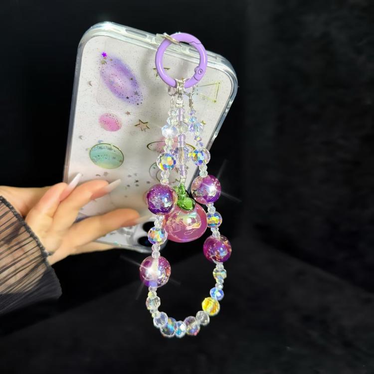 Large Peach Foil Bead Phone Chain