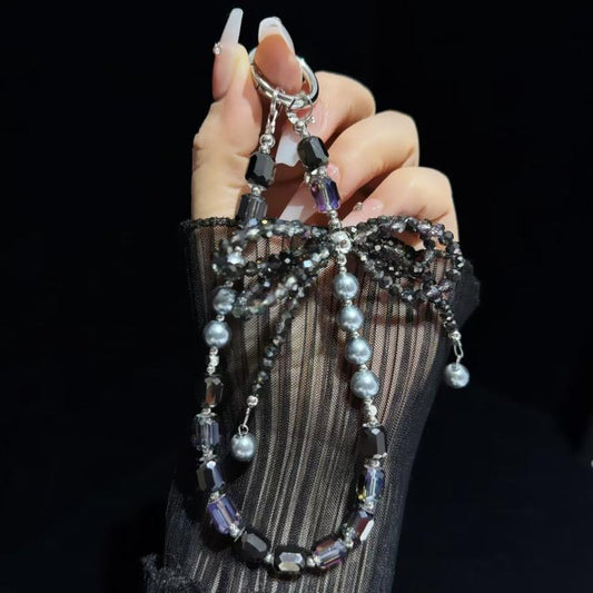 Diamond Crystal Bow Crystal Pearl Phone Chain