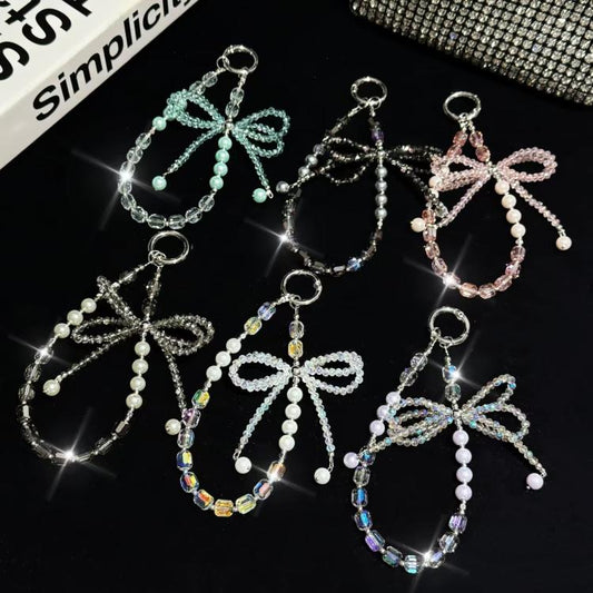 Diamond Crystal Bow Crystal Pearl Phone Chain