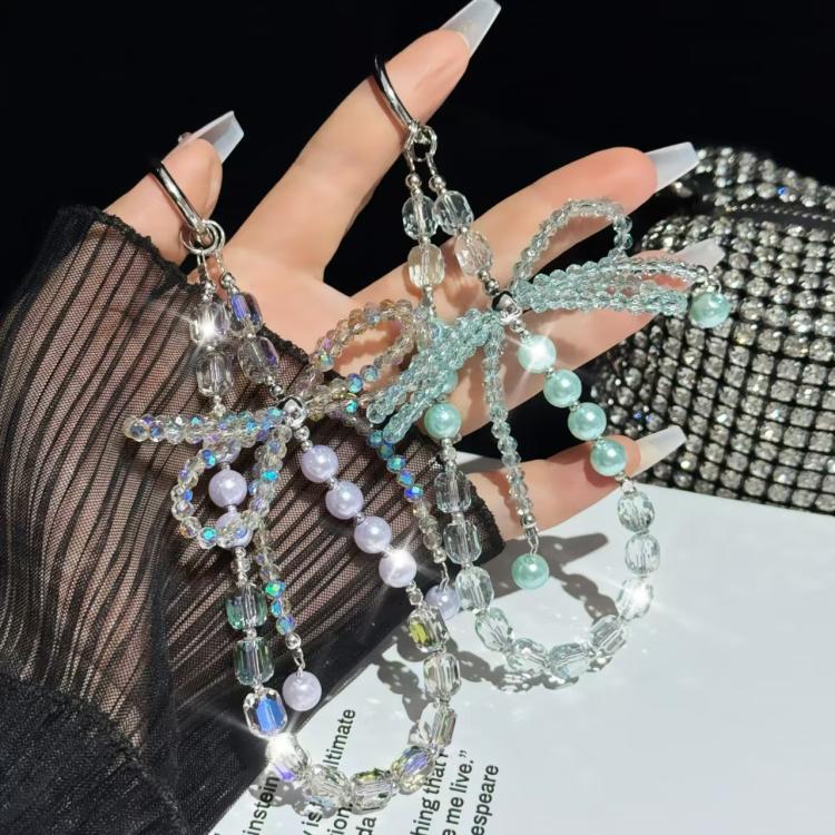 Diamond Crystal Bow Crystal Pearl Phone Chain