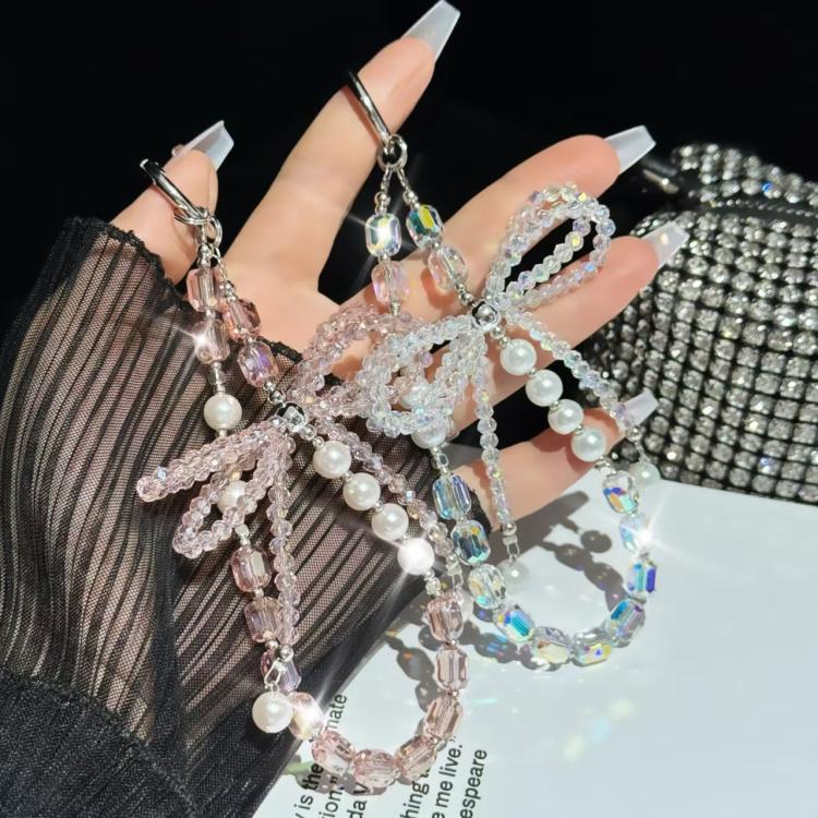 Diamond Crystal Bow Crystal Pearl Phone Chain
