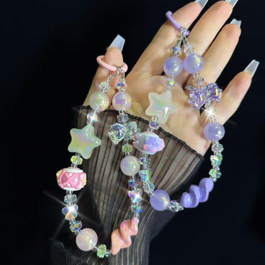 Cartoon Crystal Star Bow Phone Chain