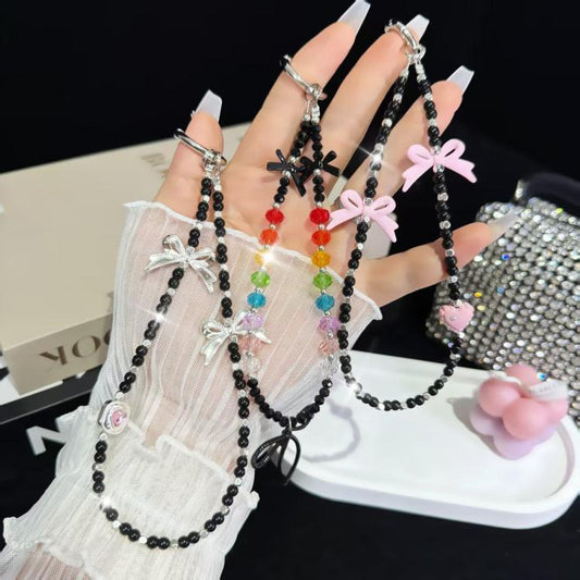 Love Bow Crystal Beads Mobile Phone Chain