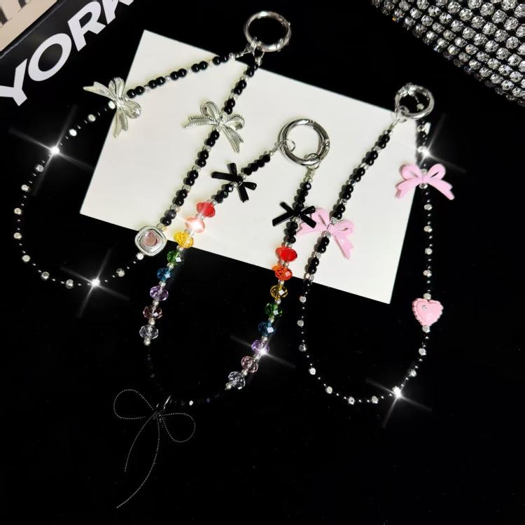 Love Bow Crystal Beads Mobile Phone Chain