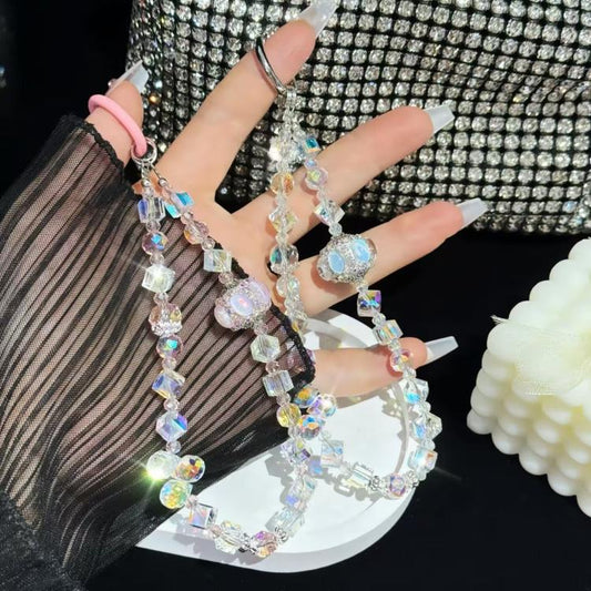 Super Flash Crystal Lantern Square Phone Chain
