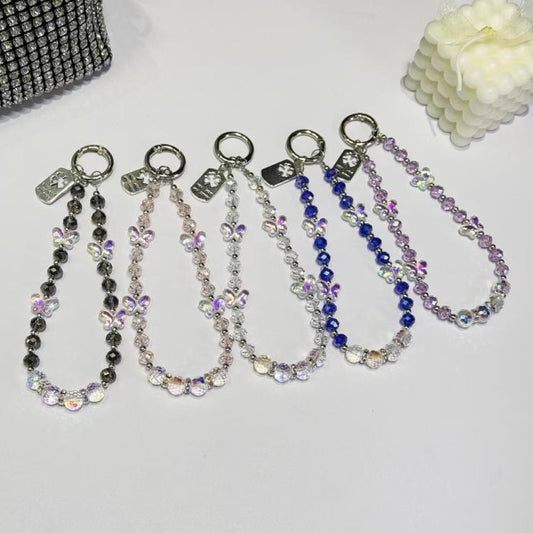 Tag Butterfly Crystal Beaded Phone Chain