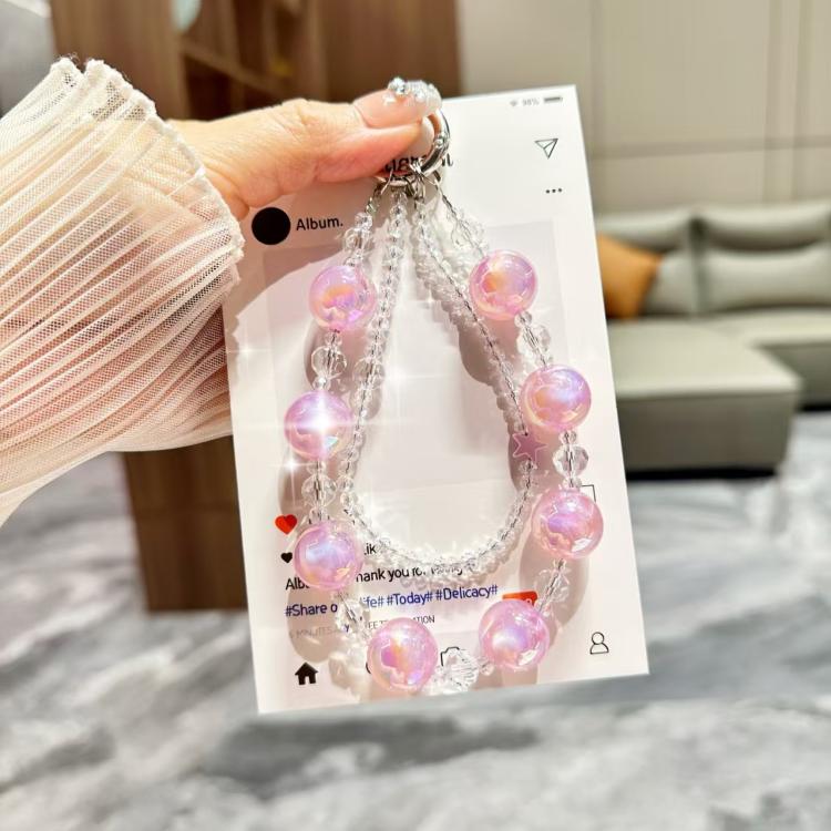Fresh And Colorful round Bead Chain Crystal Phone Case Chain