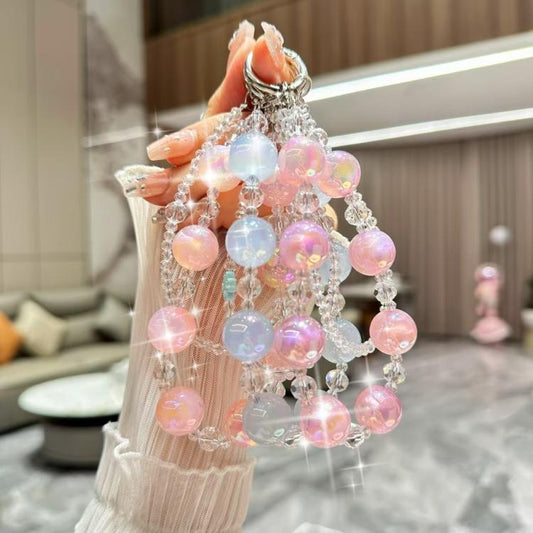 Fresh And Colorful round Bead Chain Crystal Phone Case Chain