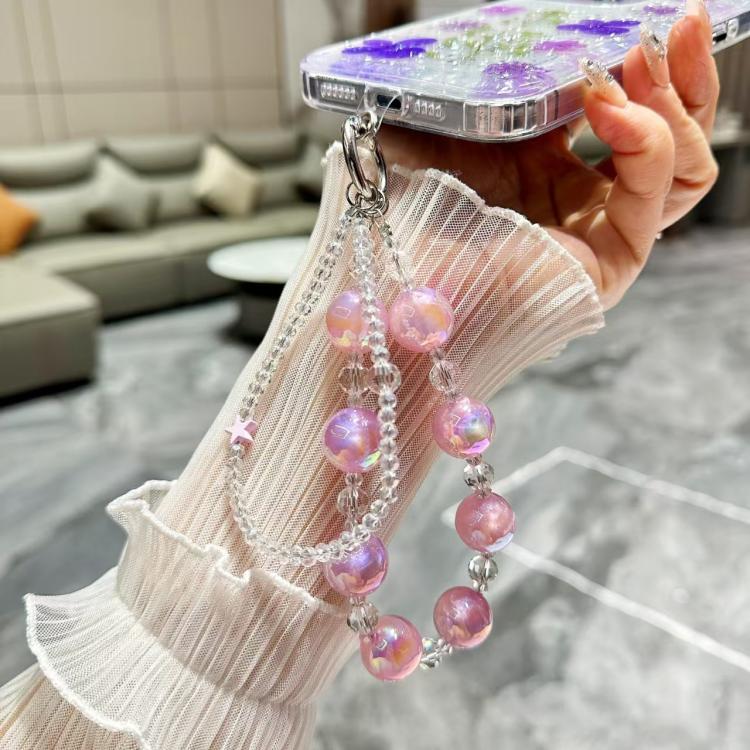Fresh And Colorful round Bead Chain Crystal Phone Case Chain