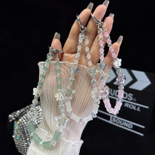 Bamboo Silver Butterfly Phone Chain