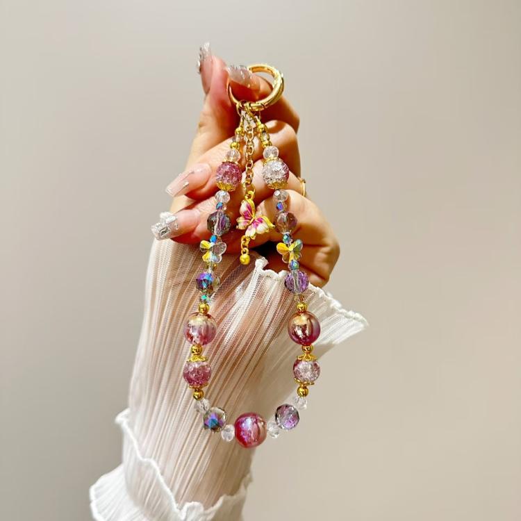 Alloy Butterfly Premium Gold Foil Bead Crystal Phone Chain