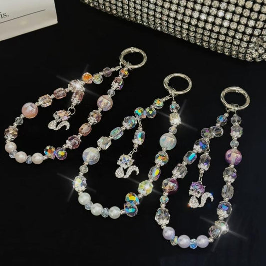 Fox Pendant Crystal Beads Mobile Phone Chain