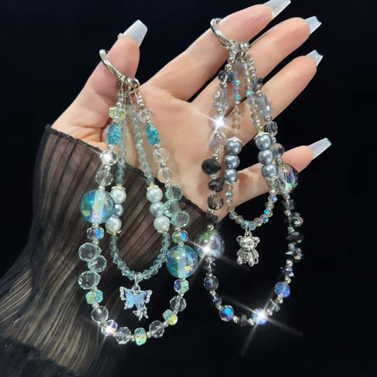 Bear Butterfly Pearl Mobile Phone Chain