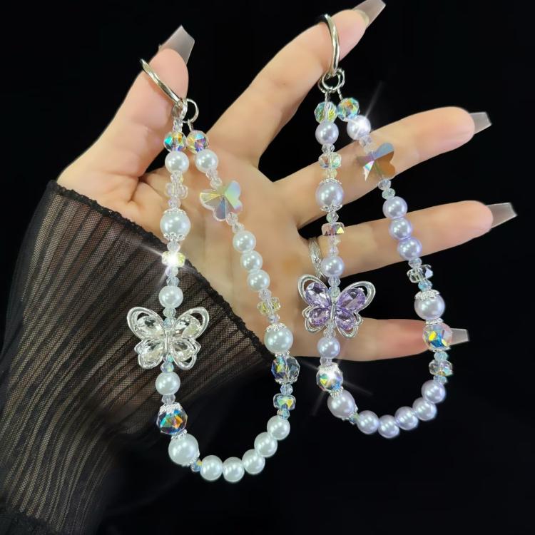 Tassel Pearl Double Butterfly Phone Chain
