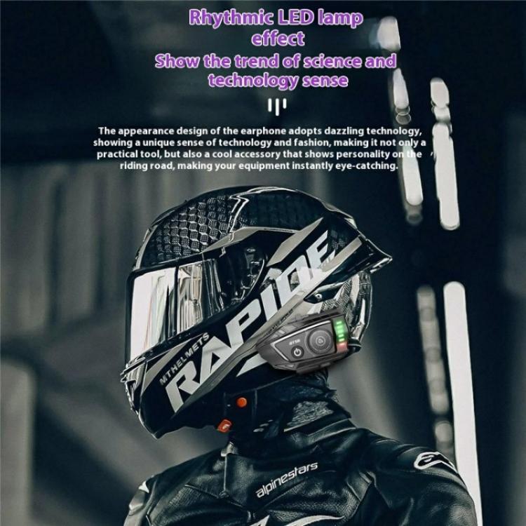BT56 Rhythm Light Effects Motorcycle Helmet Headphone Bluetooth-Compatible Music Headset, BT56