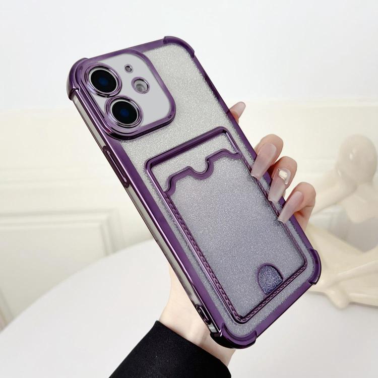 Four-cornered Glitter Electroplated Card Bag TPU Phone Case
