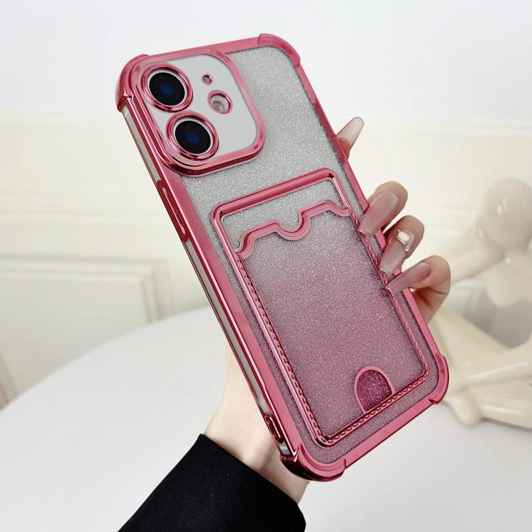 Four-cornered Glitter Electroplated Card Bag TPU Phone Case