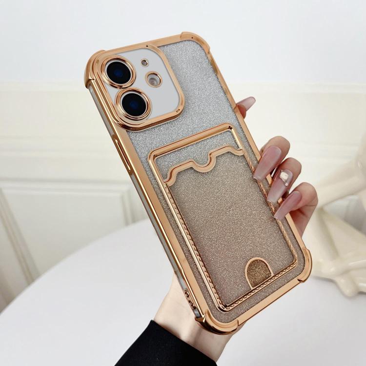 Four-cornered Glitter Electroplated Card Bag TPU Phone Case