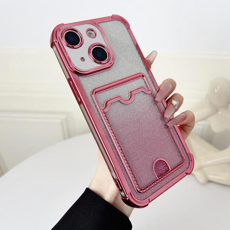 Four-cornered Glitter Electroplated Card Bag TPU Phone Case