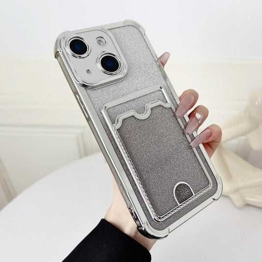 Four-cornered Glitter Electroplated Card Bag TPU Phone Case, For iPhone 14, For iPhone 14 Pro, For iPhone 14 Pro Max, For iPhone 13 Pro Max, For iPhone 13 Pro, For iPhone 13, For iPhone 12, For iPhone 12 Pro Max, For iPhone 12 Pro, For iPhone 11 Pro Ma...