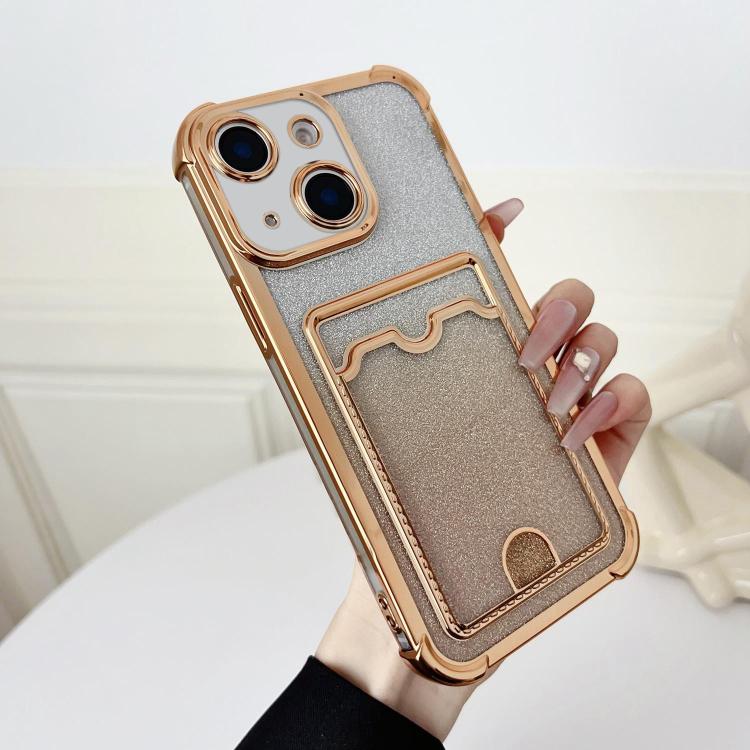 Four-cornered Glitter Electroplated Card Bag TPU Phone Case