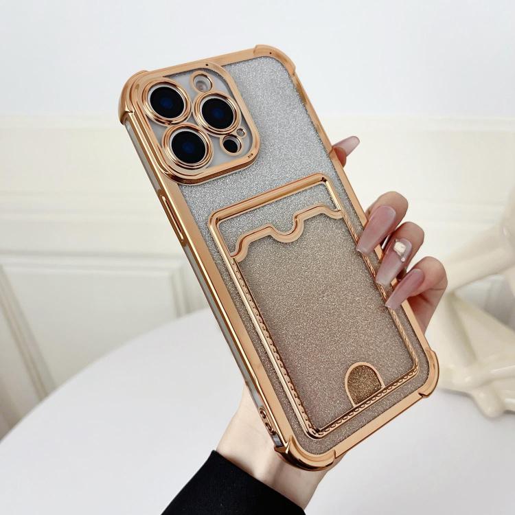 Four-cornered Glitter Electroplated Card Bag TPU Phone Case