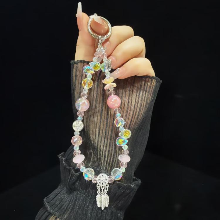 Dreamcatcher Gold Foil Bead Crystal Mobile Phone Chain