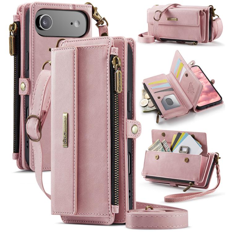 CaseMe C39 RFID Blocking Zipper Wallet Leather Phone Case with Crossbody Strap