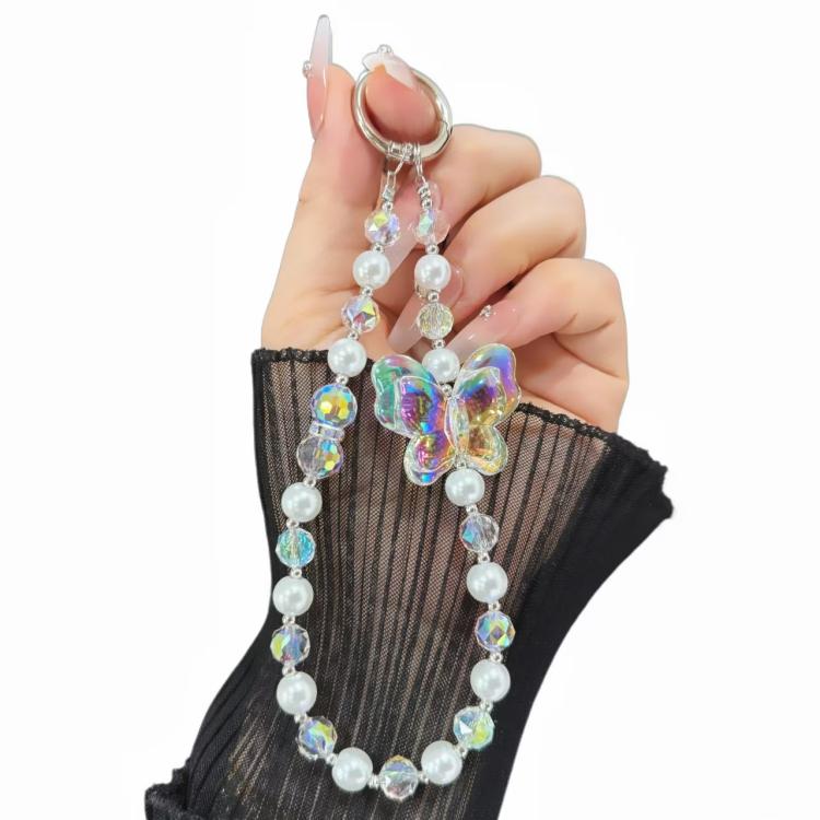 Laser Crystal Butterfly Pearl Mobile Phone Chain