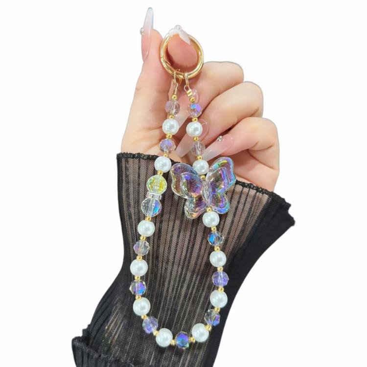 Laser Crystal Butterfly Pearl Mobile Phone Chain
