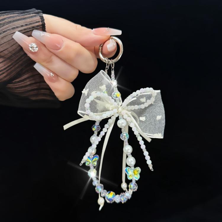 Pearl Bow Laser Butterfly Mobile Phone Chain