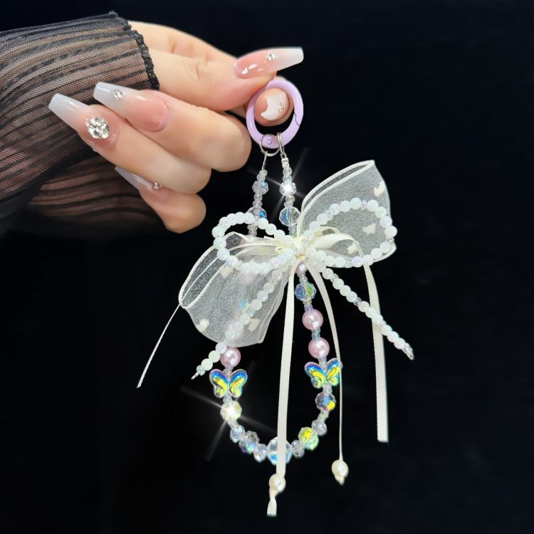 Pearl Bow Laser Butterfly Mobile Phone Chain