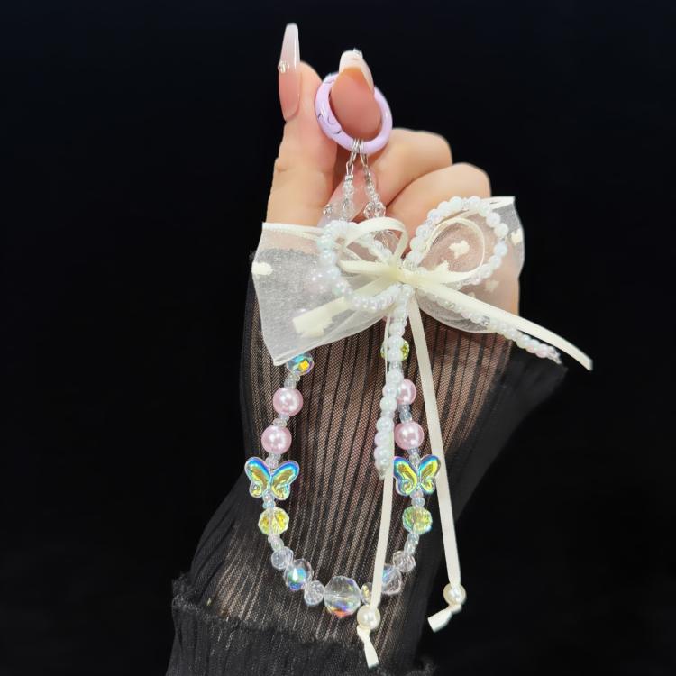Pearl Bow Laser Butterfly Mobile Phone Chain
