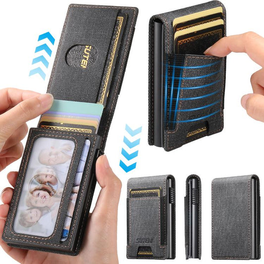 The Suteni denim pattern button automatically pops out the elastic band card box