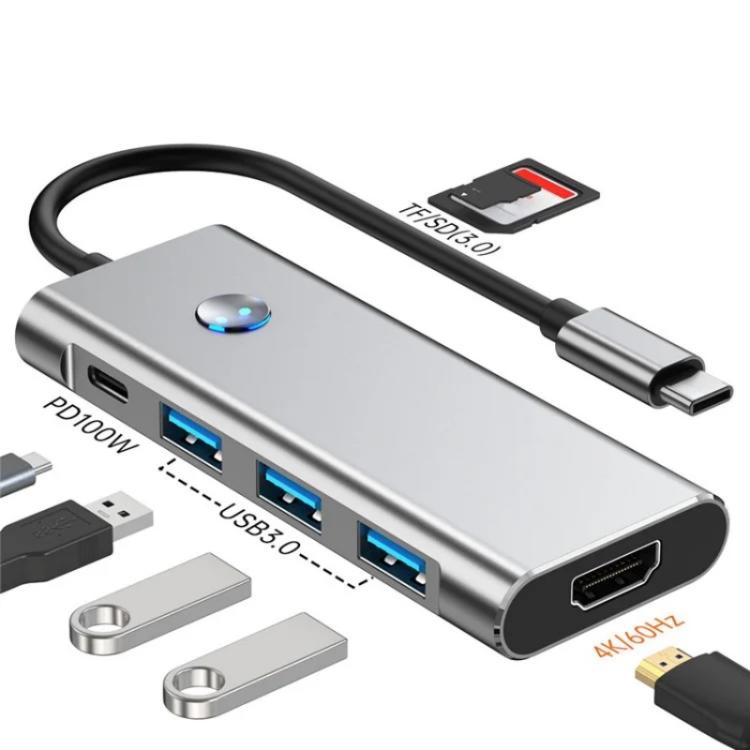 2425 7 In 1 Type-C Hub USB 3.0 PD 100W 4K HD Adapter For Laptops, 2425
