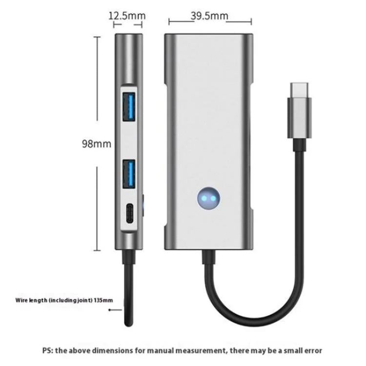 2426 One-Key Screen Off Type-C to 2 x USB3.2, HD, PD100W, 2 x USB-C3.2 HUB, 2426