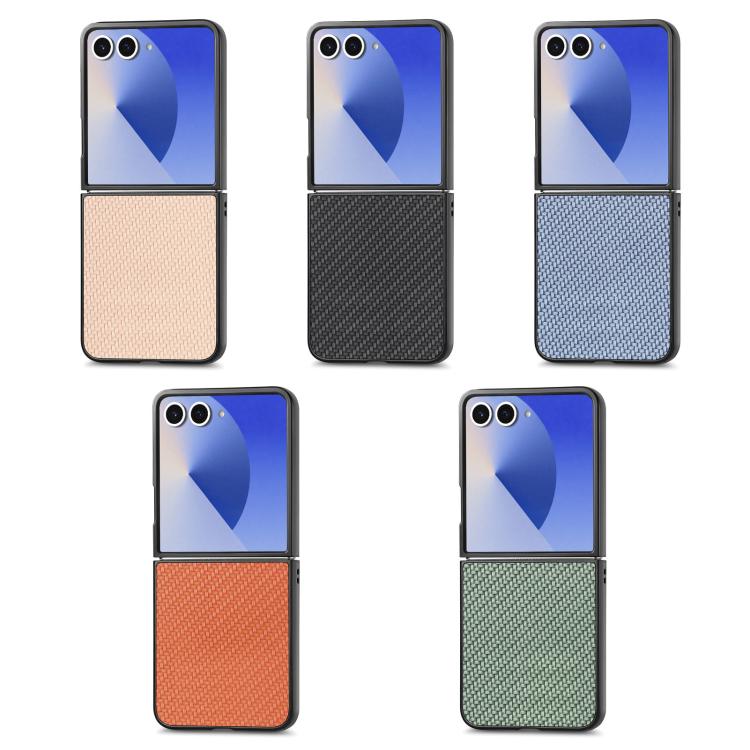 Carbon Fiber Texture Leather Back Phone Case, For Galaxy Z Flip8 5G, For Galaxy Z Flip7 5G