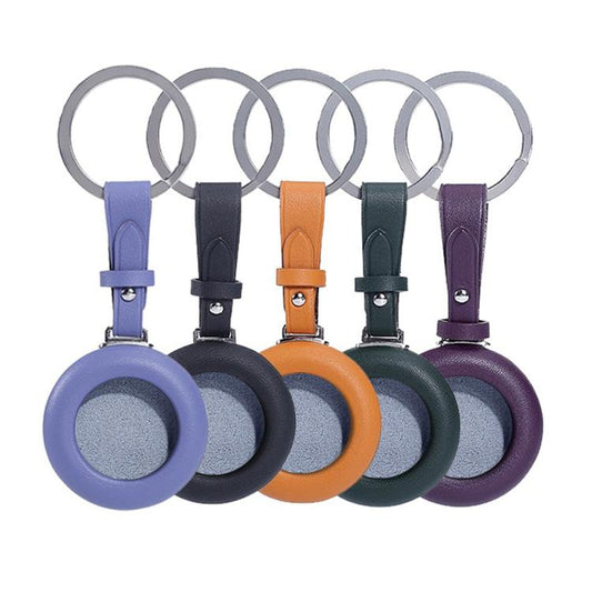 Genuine Leather Shockproof Anti-scratch Protective Case Cover with Keychain, For Airtag