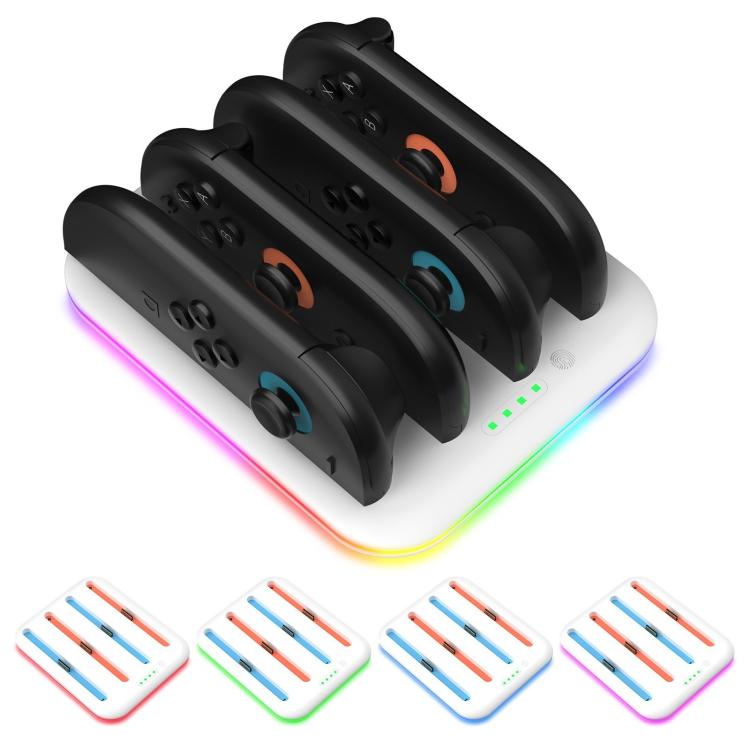 Game Handle 4 Seat Horizontal Charging Cradle With RGB Dazzling Lights, For Nintendo Switch 2