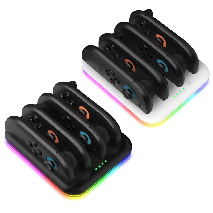 Game Handle 4 Seat Horizontal Charging Cradle With RGB Dazzling Lights, For Nintendo Switch 2