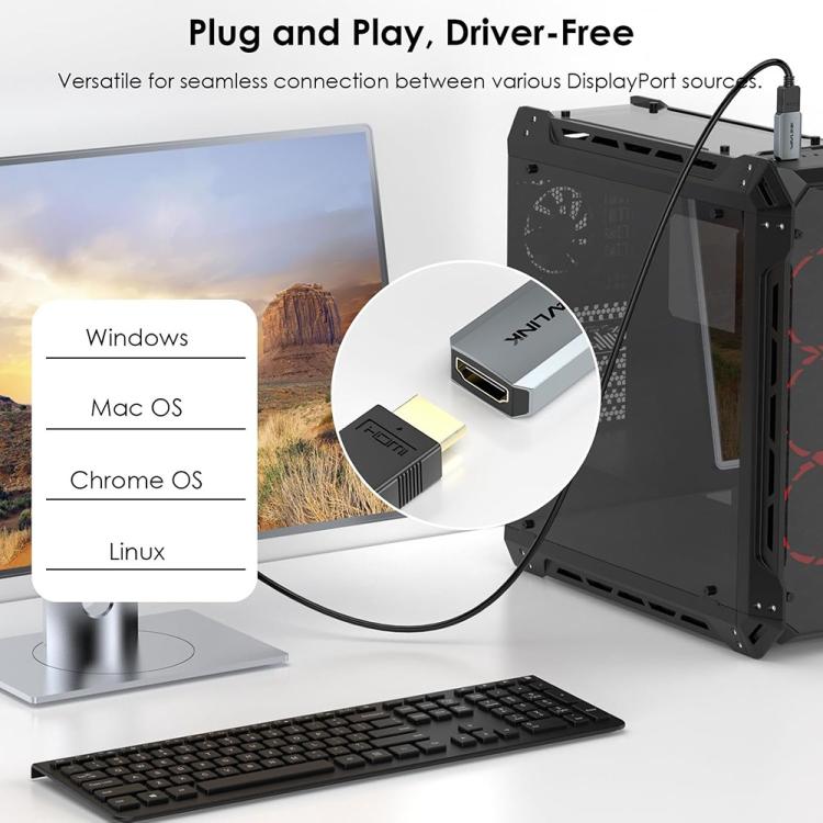 WAVLINK CAH5 For PC TV Projector DisplayPort to HDMI Adapter 4K 60Hz Video Converter