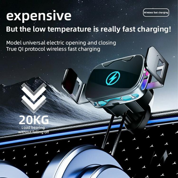 SD23 With Ambient Light Car Navigation Air Vent Phone Holder 15W Wireless Charger, SD23 (Black), SD23 (Silver)