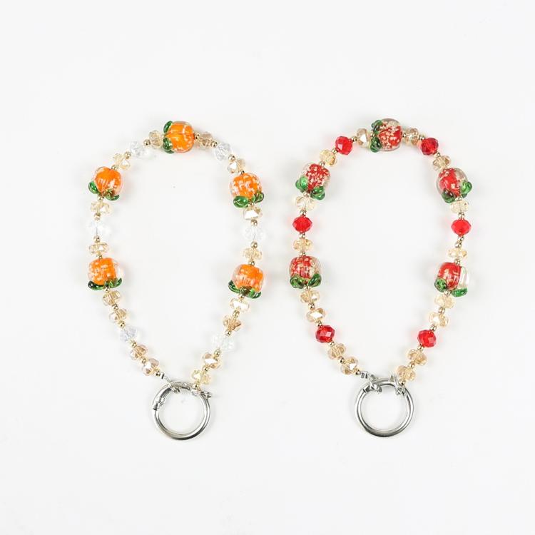Luminous Persimmon Crystal Phone Chain