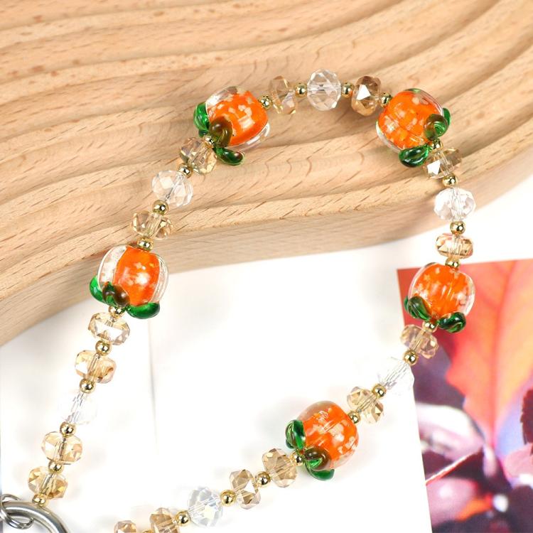Luminous Persimmon Crystal Phone Chain
