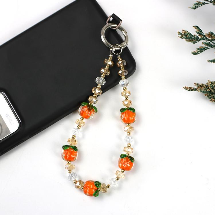 Luminous Persimmon Crystal Phone Chain